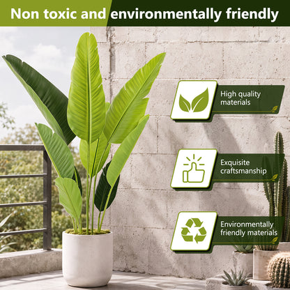 4ft Artificial Bird Of Paradise Plants with 9 Stems, Tall Faux Paradise Tree, Artificial Plants for Home Office Decor