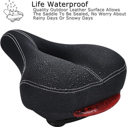 Eotvia Bike Saddle with Tail Light, Waterproof Ergonomic Design Easy to Install Mountain Bike Saddle Dust Cover