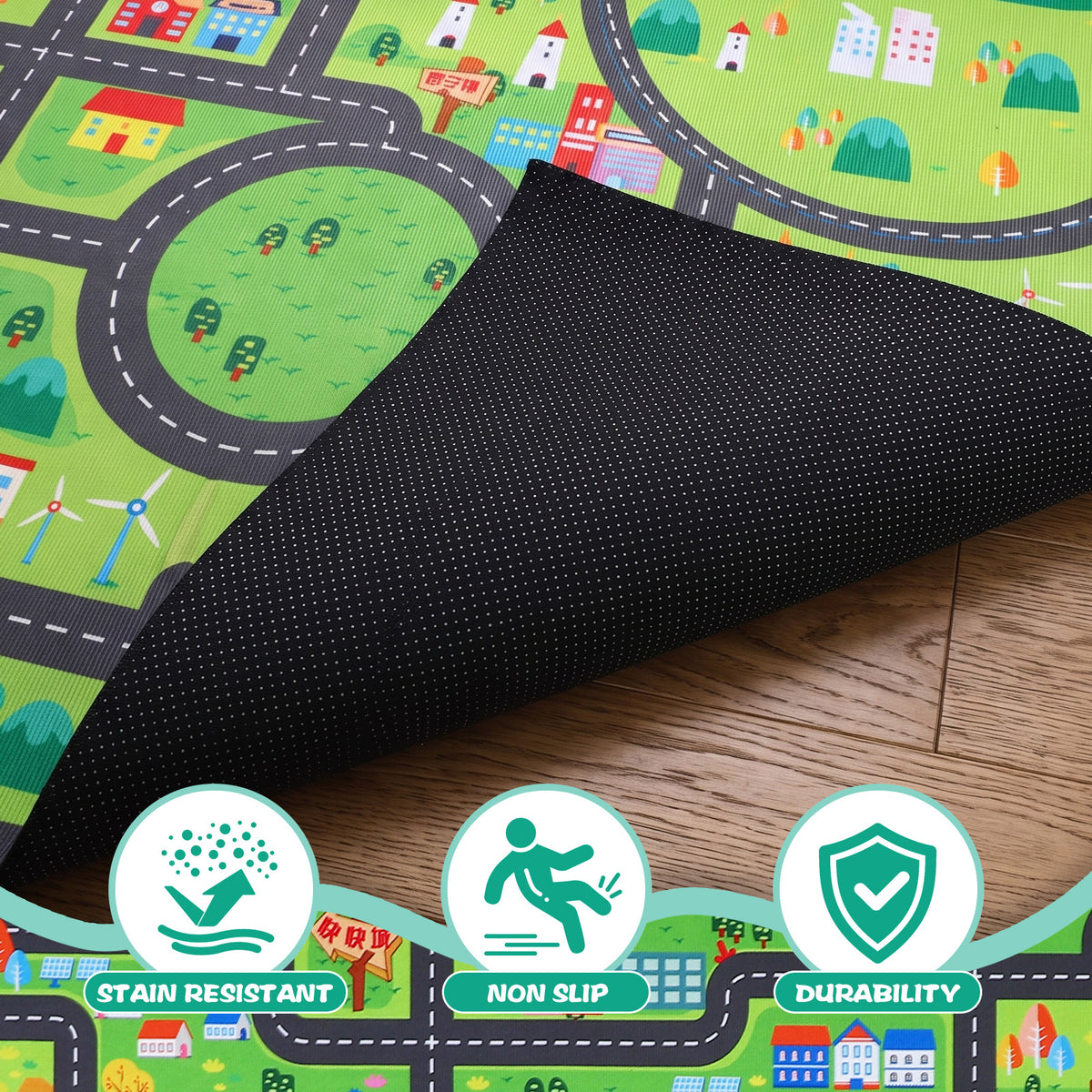Kids Carpet Car Play Mat, (63X47INCH)City Life Traffic Road Kids Rug Playmat