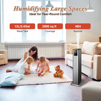 Humidifiers for Large Rooms, 13L/3.43Gal Top Fill Floor Humidifiers Cold Mist for Bedroom, Remote Control, Humidity Setting, Timer,Quiet, Aroma Box,Safety Lock