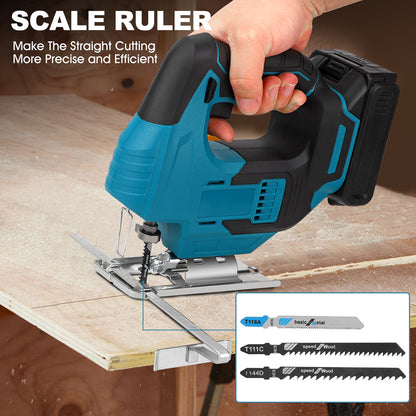20-Volt 900W Cordless Orbital Jigsaw Kit With 2.5Ah Lithium-Ion Battery,Blue