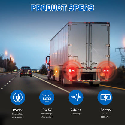Magnetic Wireless Trailer Lights, Rechargeable LED Trailer Light for Towing Truck, Waterproof Tail Tow Lights Kit for RV Camper Boat Caravan, Portable Turn Signal Brake Running Stop