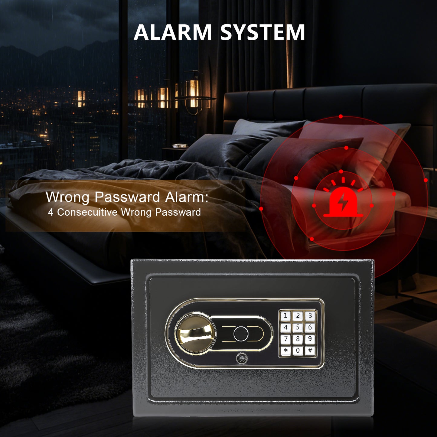 0.4 Cuft Fingerprint Safe Box, Electronic Digital Security Safe with Alarm & Fireproof Bag for Home Office Hotel