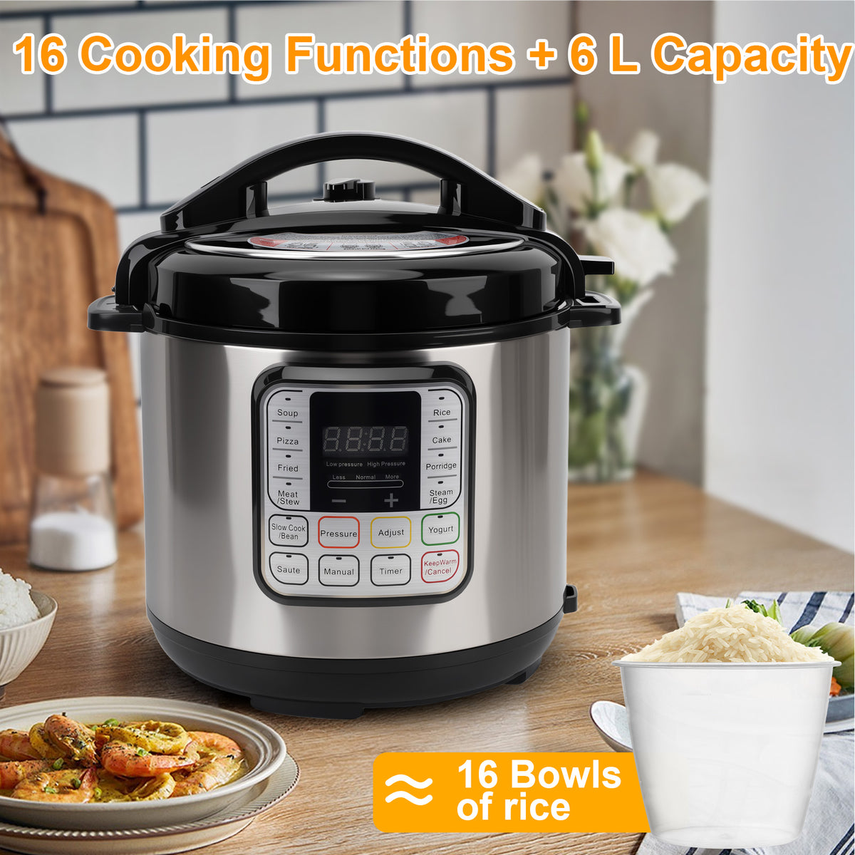 6.5 Quart Electric Pressure Cooker, 10-in-1 Multi Cooker Rice Cooker Slow Cooker Sauté Steamer Non-Stick Pot