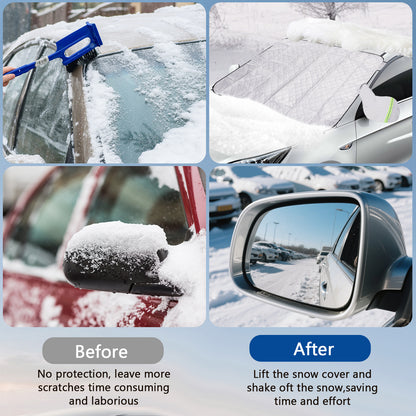 Car Windshield Cover,Snow Cover with Side Mirrors Cover,Windshield Shade with Edges & Fixing Straps for Car SUV CRV Trucks