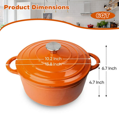 6.5 QT Enameled Cast Iron Dutch Oven with Lid, Nonstick Cookware for Baking, Roasting, Braising & Cooking, Dual Handles