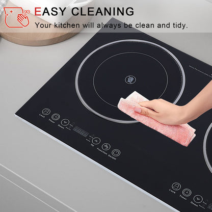 Electric Ceramic Cooktop,26.8 in 2 Burners Built-in Countertop Burners Cooker,2200W Electric Stove,11 Power Levels, Kids Lock & Timer,LED Touch Control