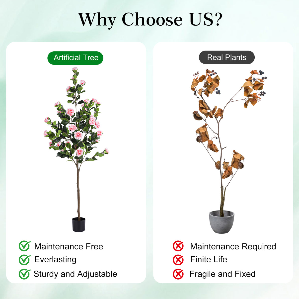6FT Artificial Camellia Tree Faux Plants Indoor, with Easy Assembly, Low Maintenance, Ideal for Both Indoor Decoration and Other Purposes, Perfect Porch Christmas Trees