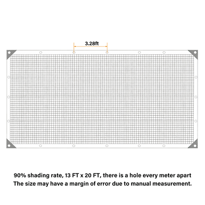 90% Shade Cloth, Dog Kennel Shade Cover, 13 x 20 FT Sturdy Durable Sunblock Shade Mesh Tarp with Grommets for Patio Plants Greenhouse Chicken Coop Porch