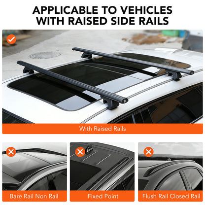 Universal Roof Rack Cross Bars, 2Pcs 51" Aluminum, 330 lbs, Adjustable with Locks for Suv/Car Cargo Carrier Rails, Black