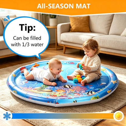 Tummy Time Water Play Mat for Babies Inflatable Activity Center, Infant Baby Water Mat with Air Pump for Newborn Infant Toddler Boy Girl