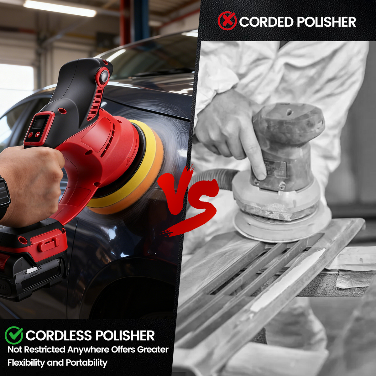 Cordless Car Buffer Brushless Polisher w/ 2x2000mAh 12V Batteries,6 Inch Car buffer Waxer Kit w/6 Variable Speed & Extra Attachments,Polisher for Car Detailing,Boat Sanding,Scratch Removing