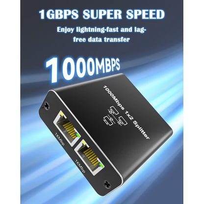 Ethernet Splitter 1 to 2, 1000Mbps Internet Cable Splitter 1 in 2 Out High Speed Either Network Splitter Gigabit Network Extension Dual LAN RJ45 Port Router Switch Work with Cat5/5e/6/7/8 Cable