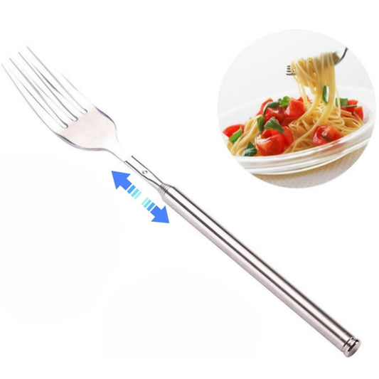 Eotvia Telescopic Fork, 1 Piece BBQ Telescopic Extendable Dinner Fruit Dessert Long Handle Fork Stainless Steel Cutlery
