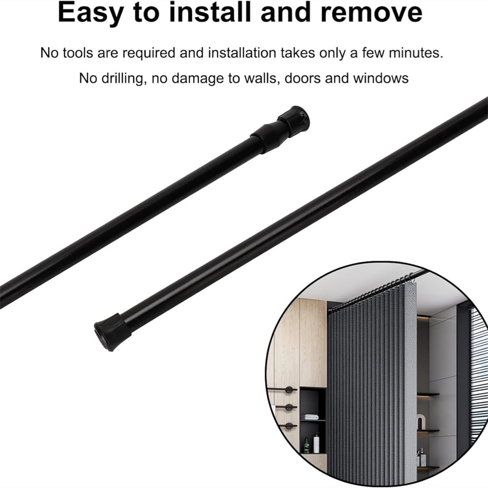 Curtain Rail,Window Curtain Rail Telescopic Spring Tension Rod for Kitchen Bathroom Wardrobe Utensils,Tension Rod