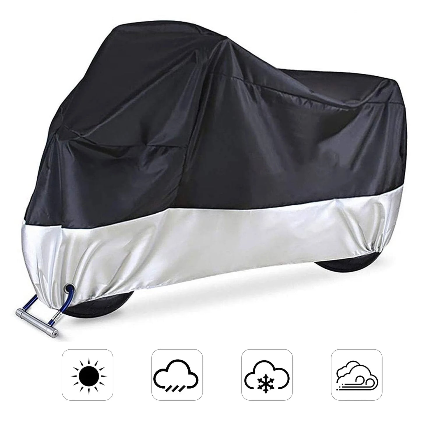 Motorcycle Cover, 210D Oxford Waterproof Motorcycle Cover All Weather Outdoor Protection,Fit for Length 96" Motors, Black