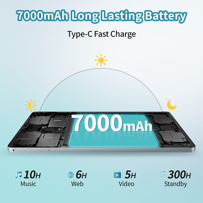 10.1 inch Tablets 8GB RAM 128GB ROM 512GB Expand Android 11 Tablet, 1920x1080 HD Touchscreen, 8MP+16MP Dual Camera, 7000mAh Battery, 8-Core Processor, WiFi Bluetooth, Gray