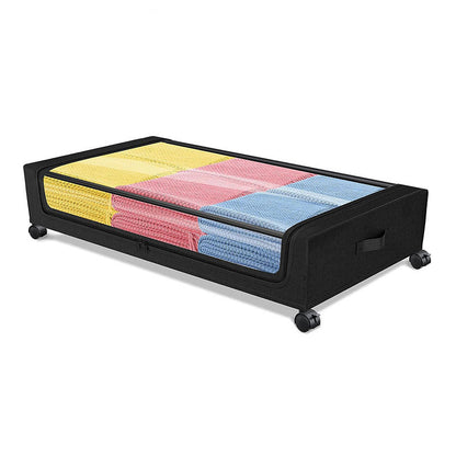 Under Bed Storage with Wheels, 2Pack 48L Under Bed Storage Containers With Clear Lid For Clothes, Shoes, Toys,Blankets,Black
