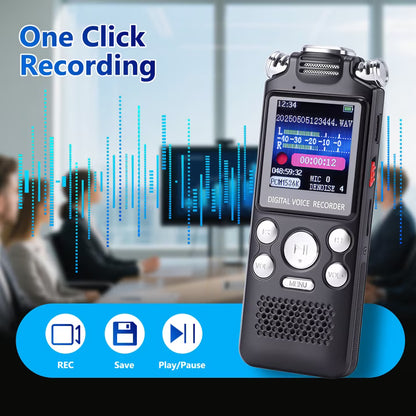 32GB Digital Voice Recorder with Playback, 1000 Hours Audio Recording Device, Voice Activated Recorder w/ Noise Reduction,A-B Repeat, MP3 Player and Password for Lectures Meeting/Classes/Interviews