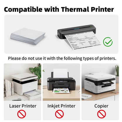 4 Rolls Thermal Paper US Letter (216mm/8.5" Width, 7.8m Long, Φ1.18") Compatible with Bluetooth Portable Thermal Printers, Quick-Dry Thermal Paper for Documents Picture Homework, 28 Sheets/Roll