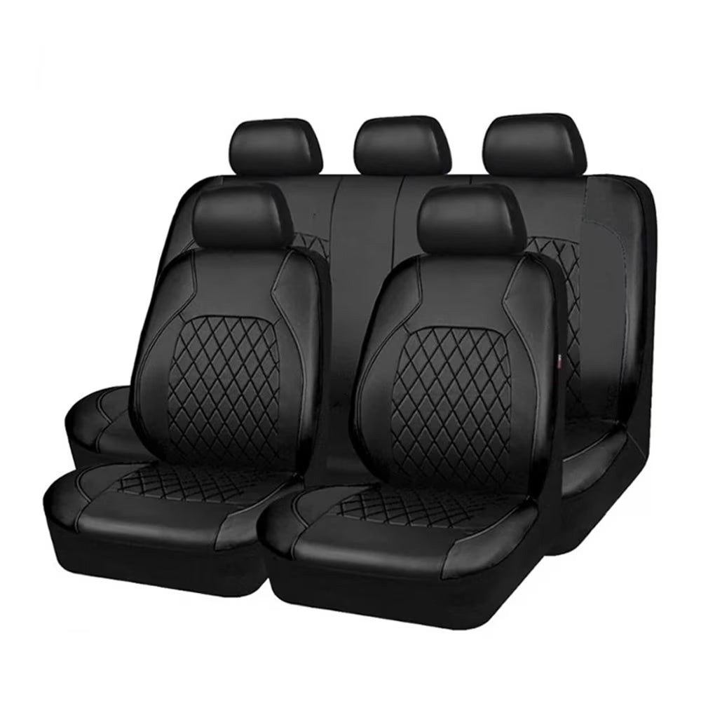 5 Seats Car Seat Cover, PU Leather Universal Seat Cover,Split Bench Compatible,Universal Fit for Auto Trucks Van SUV,Black
