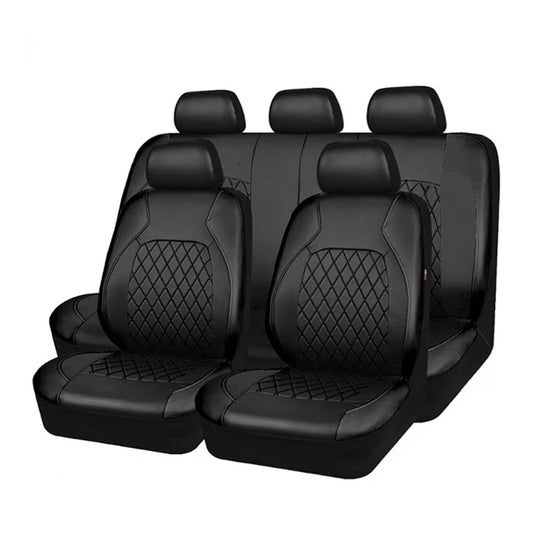 5 Seats Car Seat Cover, PU Leather Universal Seat Cover,Split Bench Compatible,Universal Fit for Auto Trucks Van SUV,Black