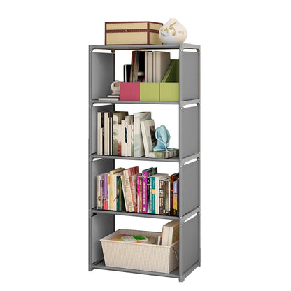 5 Tier 4 Cubes Portable Bookcase Storage Shelves Adjustable Storage Organize for Home Office Bedroom Study,Gray