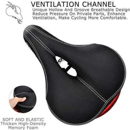 Eotvia Bike Saddle with Tail Light, Waterproof Ergonomic Design Easy to Install Mountain Bike Saddle Dust Cover