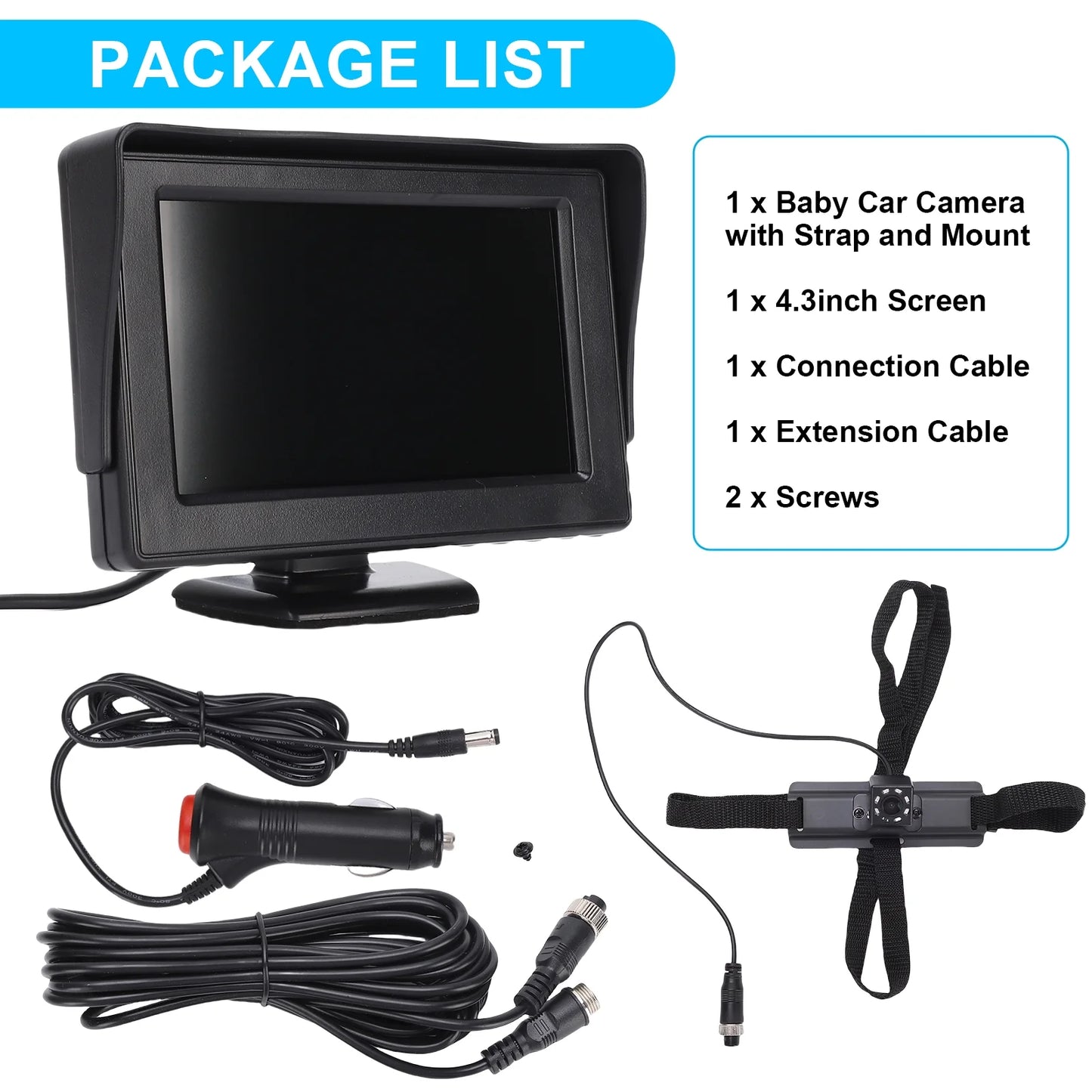 Baby Car Camera HD 1080P Night Vision Adjustable 180° Wide View Angle Rear Facing Baby Car Monitor for Car Backseat