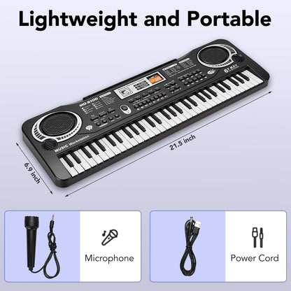 61 Keys Keyboard Piano for Kids, Portable Electronic Digital Piano for Beginners, Perfect Musical Starter Instrument, Ideal Gift for Aspiring Musicians, Electric Piano Birthday Gift for Children