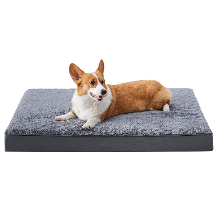 Orthopedic Dog Bed For Medium Dogs or Pets with Waterproof Removable Cover, Non-Slip Bottom, Washable Plush Crate Mat for Small & Medium Dogs, Senior Pets, 30"L x 20"W x 2.5"H,Gray