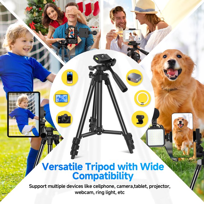 Selfie Stick Phone Tripod Vlogging Kit with Wireless Remote Microphone LED Light Rotating Phone Holder for Live Stream, Instagram TikTok, YouTube, Tripod for iPhone, Android & Cameras