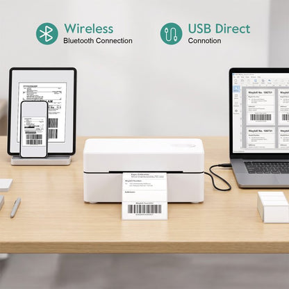 Bluetooth Thermal Shipping Label Printer, 4x6 Portable Thermal Address Label Maker for Small Business, Compatible with iPhone/Android/Windows/Mac, Works with Etsy Shopify USPS & More, White