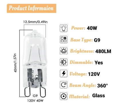 10Pack 120V 40W G9 LED Light Base Bulbs Lamp for Chandeliers for Home Lighting