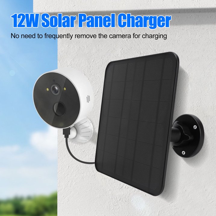 2Pack 12W Solar Panel for Security Camera Outdoor, 5V Micro USB/USB C Solar Panel Charger Compatible with Rechargeable Battery Powered Cam, IP65 Waterproof, 9.8ft Cable, 360° Adjustable Bracket