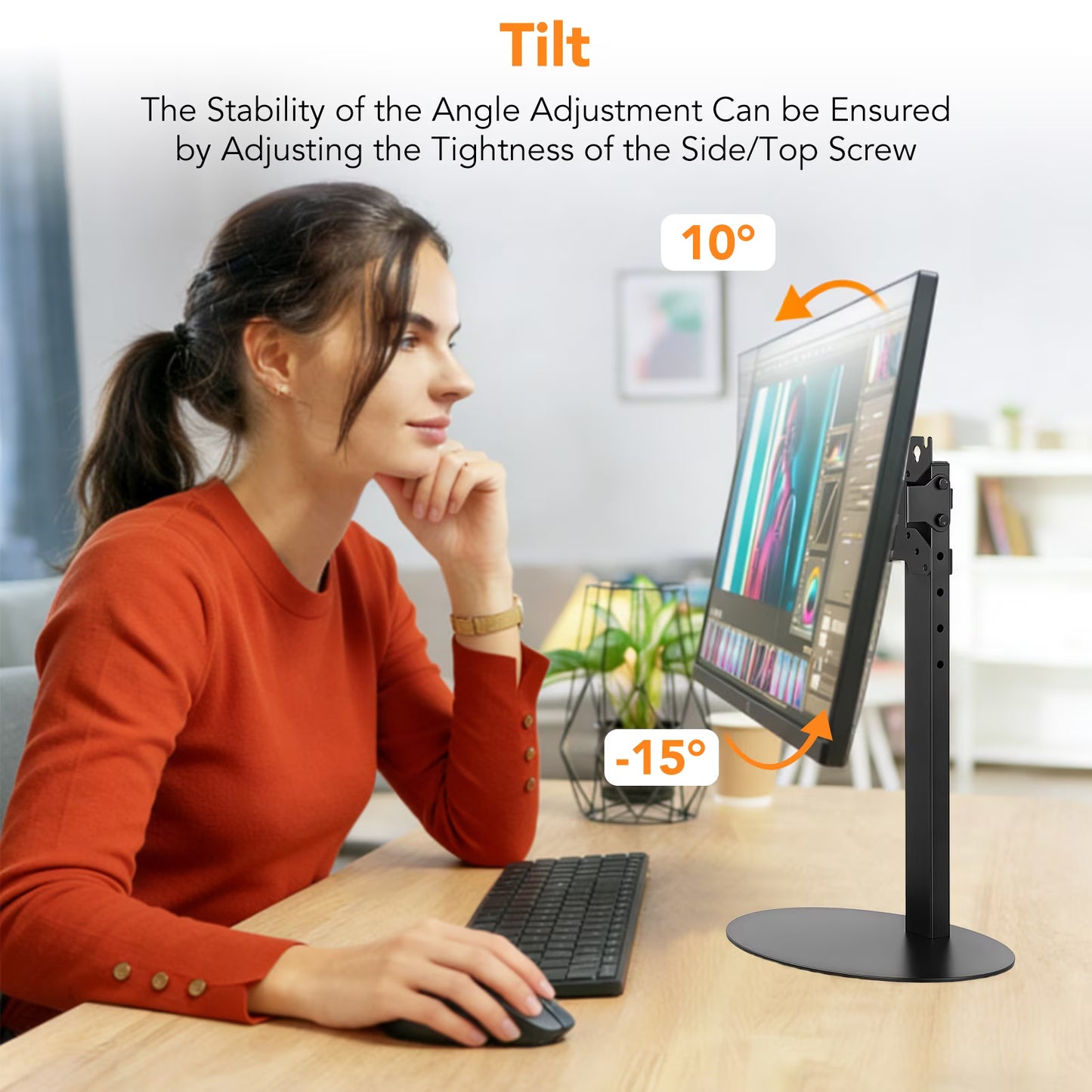 Monitor Stand, Freestanding Monitor Mount for 14-32 inch Screens with 360 Degree Rotation, Height Settings, Adjustable Desk Riser with Swivel and Tilt, Max VESA 75x75, 100x100mm