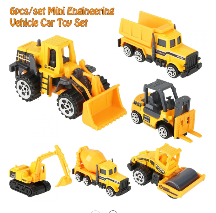 Kritne 6pcs Construction Vehicle Truck Cars Toys Set, Alloy & Plastic Engineering Car Truck Toy, Mini Vehicle Model Toy Cars Set for Kids
