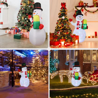 5FT Christmas Inflatable Snowman Decoration with Rotating LED Lights - for Outdoor and Indoor Holiday Decorations, Christmas Parties and Lawn Décor