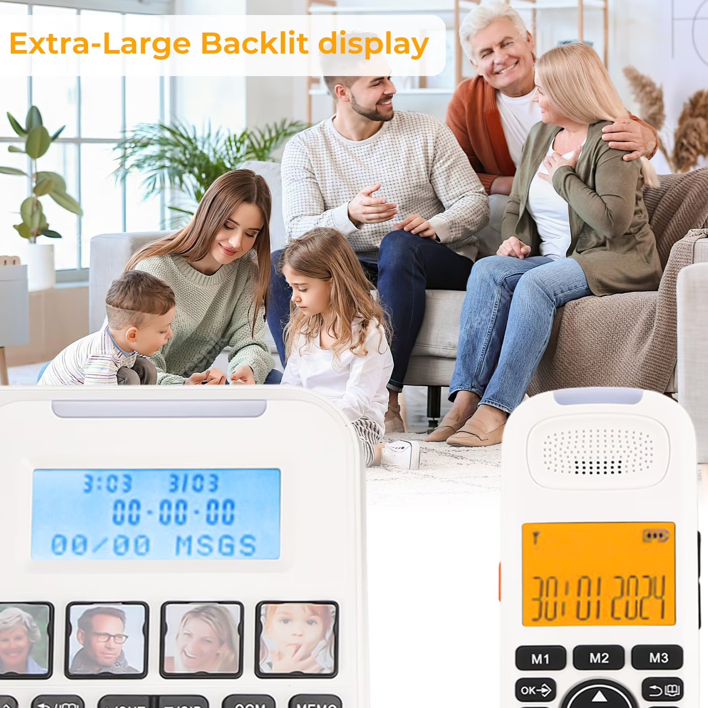 Expandable Corded/Cordless Phone System with Answering Machine, Big Button Senior Phone with Caller ID/Call Blocking & Handset/Amplified Speakerphones, Landline Business Telephones, White