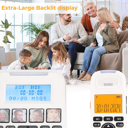 Expandable Corded/Cordless Phone System with Answering Machine, Big Button Senior Phone with Caller ID/Call Blocking & Handset/Amplified Speakerphones, Landline Business Telephones, White