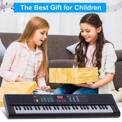 61 Keys Keyboard Piano, Electric Piano with Microphone Built-In Speaker 6 Demo Songs Gift Musical Instrument for Beginners, Teens (Black)