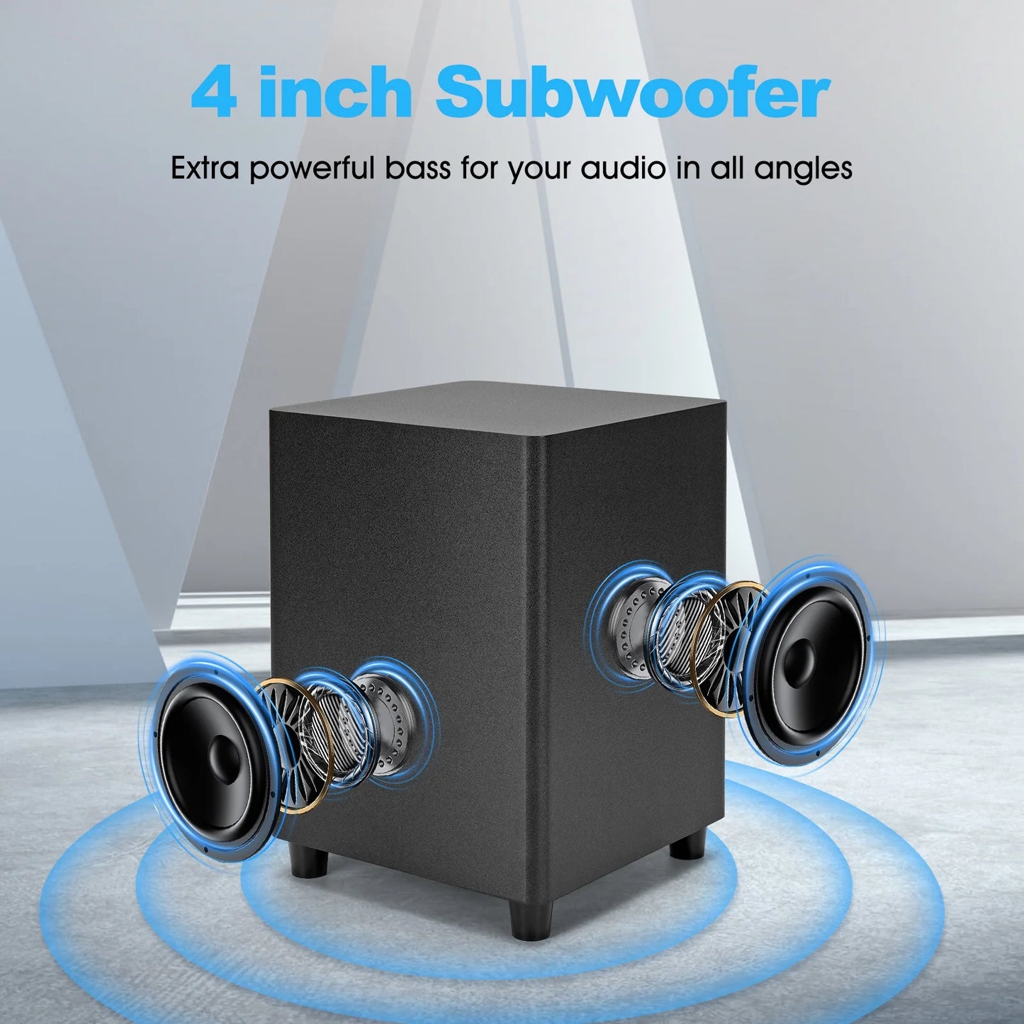 2.1ch Sound Bars for TV with Subwoofer, Bluetooth 5.0 Surround Sound System for TV, 26 Inch Soundbar for Home Theater, ARC/USB/AUX/Coaxial/Optical Connect & Remote Control, 60W Output