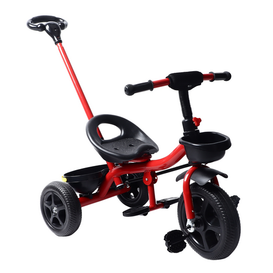 Tricycle for Kids, Toddler Tricycle with Push Handle, Toddler Bike for 1-5 Years Old Girls Boys, Kids Trike Beginner Tricycle with Adjustable Pedal and Storage Baskets, Baby Bike with Adjustable Seat