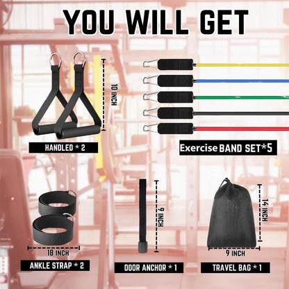 Ldyso Resistance Bands Exercise Bands Workout Bands - Up to 100 LBS, Indoor and Outdoor Bands with Door Anchor and Handles for Strength, Slim, Yoga, Home Gym Equipment for Men/Women