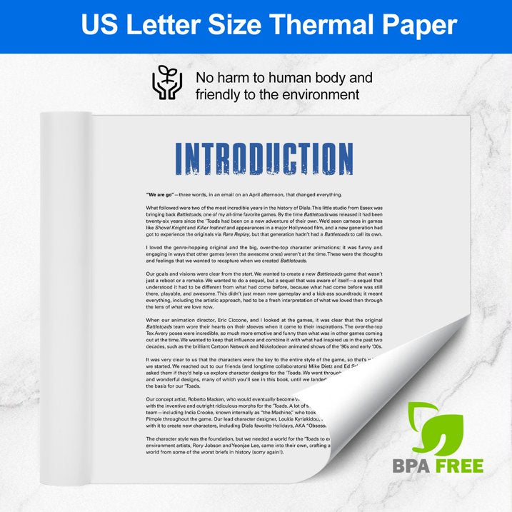 4 Rolls Thermal Printer Paper 8.5" x 11" US Letter Size, A4 Compatible Quick-Dry Thermal Paper, 28 Sheets/Roll, 5-10 Year Preservation, No Paper Jam, for Portable Thermal Printers Home Office Travel