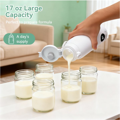 Baby Bottle Warmer 17oz Large Capacity Fast Heating Portable Cordless Milk Warmer for Breastmilk and Formula, for Travel Car Outdoor