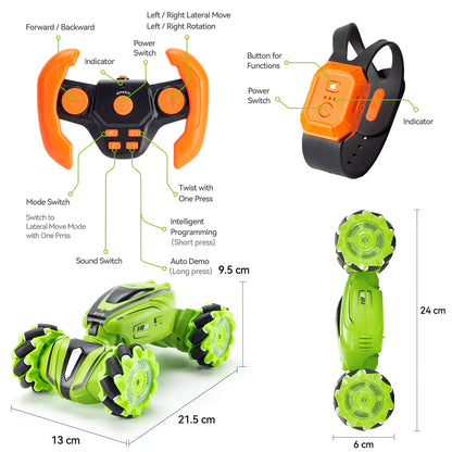 Gesture Sensing RC Stunt Car, Green