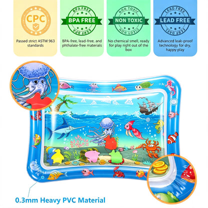 26 x 18.5inch Tummy Time Baby Water Mat,Inflatable Infant Toys for for 3 to 24 Months Baby Playmat Early Sensory Development BPA-Free