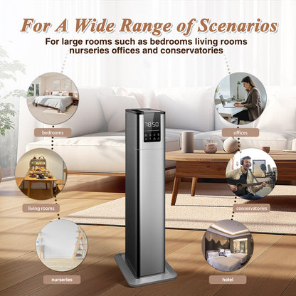 Humidifiers for Large Rooms, 13L/3.43Gal Top Fill Floor Humidifiers Cold Mist for Bedroom, Remote Control, Humidity Setting, Timer,Quiet, Aroma Box,Safety Lock
