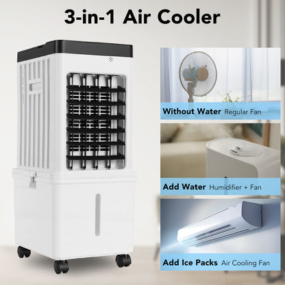 3-in-1 Evaporative Air Cooler Portable Air Cooling Oscillation Fan with Remote Control for Home,White